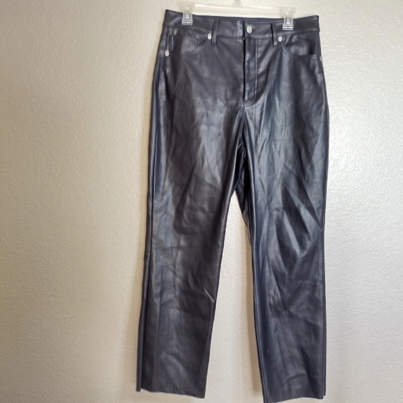 Express super high waisted faux leather modern straight pant sz 12 petite - Picture 3 of 12